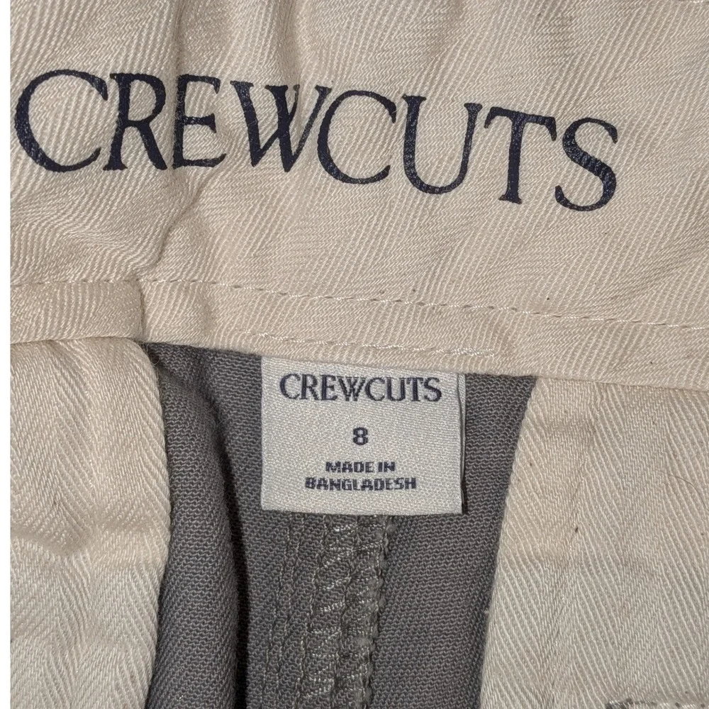 Crewcuts Boys Grey Classic Chino Shorts Size 8 Adjustable Waist Cotton NWOT
